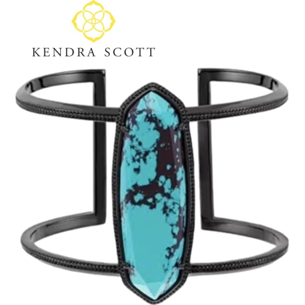 NWOT Kendra Scott Lawson Variegated Teal Magnesite Cuff- RARE